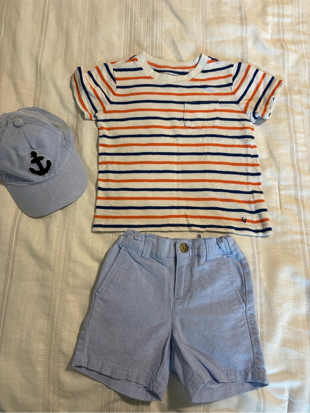 Janie and Jack Striped White Tee with Blue and Orange Bands